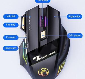 Wireless Gaming Mouse USB IMICE GW-X7 3200DPI Dual Mode Rechargeable 7 Keys 2.4Ghz Silent Mouse Bluetooth 7-color Breathing LED